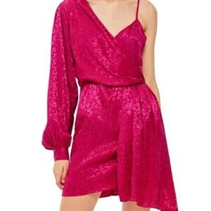 Fuchsia TopShop Leopard One Shoulder Dress in size 8